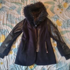 Women's Black Fur-Trimmed Jacket